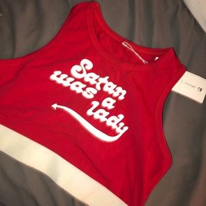 Satan was a lady sports bra